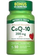 Suplemento Nature's Truth CoQ10 200 mg, cápsulas gelatinosas, 50 unidades