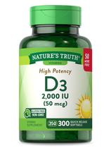 Suplemento Nature's Truth Vitamina D3 2000 UI 300 Cápsulas Gelatinosas
