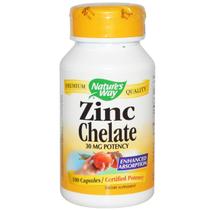 Suplemento Nature's Way Zinco Quelato 30 mg 100 cápsulas