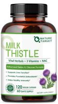 Suplemento NATURE TARGET Milk Thistle para fígado 10500mg Suplemento NATURE TARGET Milk Thistle para fígado 10500mg