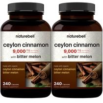 Suplemento NatureBell Ceylon Canela 9000 mg com melão amargo Suplemento NatureBell Ceylon Canela 9000 mg com melão amargo