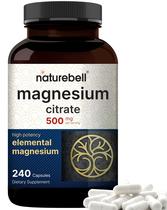 Suplemento NatureBell Citrato de Magnésio 500mg 240 cápsulas
