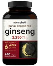 Suplemento NatureBell Korean Red Ginseng 2.250 mg 240 cápsulas gelatinosas