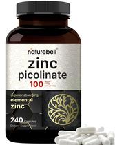 Suplemento NatureBell Picolinato de Zinco de Alta Potência 100mg 240 cápsulas