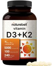 Suplemento NatureBell Vitamina D3 5000 K2 (MK7) 240 Cápsulas Gelatinosas