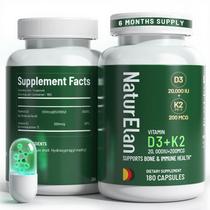 Suplemento NatureLan Vitamina D3 K2 20.000 UI + 200mcg 180 cápsulas