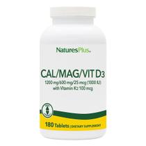 Suplemento NaturesPlus de cálcio/magnésio/vitamina D3 com K2 180 comprimidos