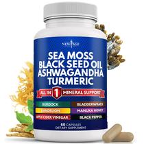 Suplemento New Age Silica Sea Moss 3000 mg com óleo de semente preta Suplemento New Age Silica Sea Moss 3000 mg com óleo de semente preta