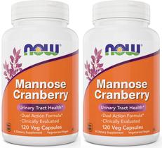 Suplemento NOW Foods Mannose Cranberry 120 cápsulas (pacote com 2)