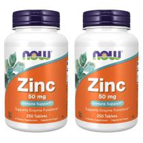 Suplemento NOW Foods Zinc 50 mg (250 unidades) (pacote com 2)