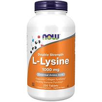 Suplemento NOW, L-Lisina 1.000 mg, Potência Dupla, Aminoácido, 250 Comprimidos