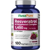 Suplemento Nusa Pure, Complexo de Resveratrol e Polifenol 1.450 mg, 180 Cápsulas Vegetarianas Sem Glúten, Sem OGM