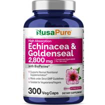 Suplemento Nusa Pure Echinacea Goldenseal 2.800 mg 300 cápsulas