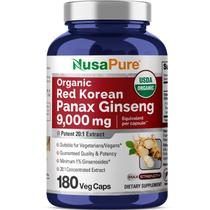 Suplemento Nusa Pure Red Korean Panax Ginseng 9000mg - 180 Cápsulas