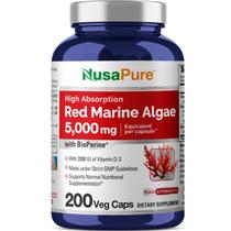 Suplemento Nusa Pure Red Marine Algae 5.000 mg 200 cápsulas