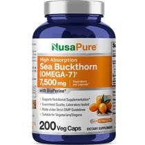 Suplemento NusaPure, Espinheiro Marítimo Ômega7 7.500 mg 200 Cápsulas Vegetais Alta Potência, Vegano