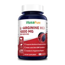 Suplemento NusaPure L-Arginina 1000 mg 200 cápsulas vegetais