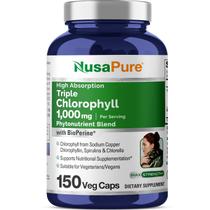 Suplemento NusaPure Triple Chlorophyll 1000 mg 150 cápsulas vegetais