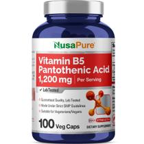 Suplemento NusaPure Vitamina B5 1200 mg 100 cápsulas vegetais Suplemento NusaPure Vitamina B5 1200 mg 100 cápsulas vegetais