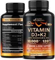 Suplemento NUTRAHARMONY Vitamina D3 10000 UI e K2 120 mcg 120 cápsulas