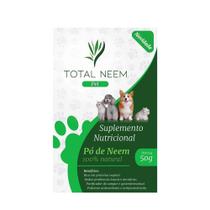 Suplemento Nutricional PO de NEEM PET - Totalneem - Vermifugo Antipulga Carrapato Sarna Dermatite Tartaro Peso:50g