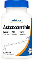 Suplemento Nutricost Astaxantina 12 mg 30 cápsulas gelatinosas não transgênicas Suplemento Nutricost Astaxantina 12 mg 30 cápsulas gelatinosas não transgênicas