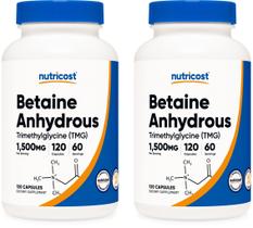 Suplemento Nutricost Betaína Anidra 1500 mg 120 cápsulas x2