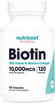 Suplemento Nutricost Biotina 10.000 mcg com folato e colágeno