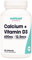 Suplemento Nutricost Calcium 600 mg + Vitamina D3 12,5 mcg 180 cápsulas Suplemento Nutricost Calcium 600 mg + Vitamina D3 12,5 mcg 180 cápsulas