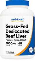 Suplemento Nutricost de Fígado Bovino Dessecado - 3000mg - 240 Cápsulas