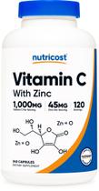 Suplemento Nutricost de vitamina C com zinco 1000 mg/45 mg
