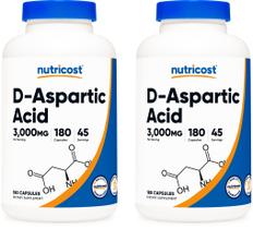 Suplemento Nutricost em cápsulas de ácido D-aspártico 180 cápsulas x2