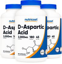 Suplemento Nutricost em cápsulas de ácido D-aspártico 180 cápsulas x3