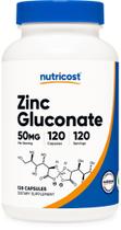 Suplemento Nutricost Gluconato de Zinco 50mg - 120 Cápsulas