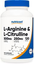 Suplemento Nutricost L-Arginina L-Citrulina 750 mg 120 cápsulas Suplemento Nutricost L-Arginina L-Citrulina 750 mg 120 cápsulas