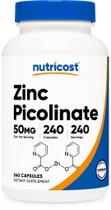 Suplemento Nutricost Picolinato de Zinco 50 mg 240 cápsulas