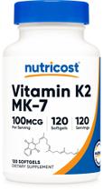 Suplemento Nutricost Vitamina K2 MK-7 100mcg 120 cápsulas gelatinosas