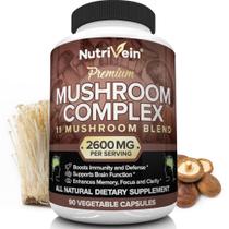 Suplemento Nutrivein Mushroom 2600 mg 90 cápsulas 11 cogumelos Suplemento Nutrivein Mushroom 2600 mg 90 cápsulas 11 cogumelos