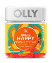Suplemento OLLY Hello Happy Gummy Worms Mood Balance 60 quilates Suplemento OLLY Hello Happy Gummy Worms Mood Balance 60 quilates