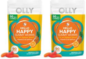 Suplemento OLLY Hello Happy Gummy Worms para apoio ao humor Suplemento OLLY Hello Happy Gummy Worms para apoio ao humor