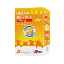 Suplemento Omega TOP 3 1000mg Agener para Cães e Gatos 40 Cápsulas