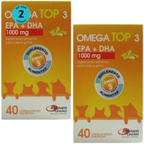 Suplemento Omega Top 3 1000mg - Cães e Gatos - Kit 2 Cx
