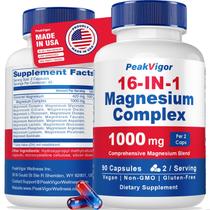 Suplemento PeakVigor Complexo de Magnésio 16 em 1 1000 mg Suplemento PeakVigor Complexo de Magnésio 16 em 1 1000 mg