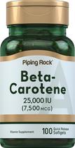 Suplemento Piping Rock Beta Caroteno 25.000 UI Softgels 100 cápsulas Suplemento Piping Rock Beta Caroteno 25.000 UI Softgels 100 cápsulas