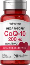 Suplemento Piping Rock CoQ10 200 mg 90 cápsulas de pimenta preta Suplemento Piping Rock CoQ10 200 mg 90 cápsulas de pimenta preta