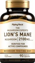 Suplemento Piping Rock, Lions Mane Cogumelo 2.100 mg 90 Cápsulas Vegetarianas Extrato Concentrado