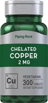 Suplemento Piping Rock Quelated Copper 2 mg 300 comprimidos