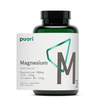 Suplemento Puori Organic Magnésio Zinco 300mg 120 Cápsulas