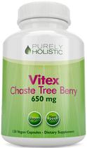 Suplemento puramente holístico Chasteberry Vitex 650 mg 120 cápsulas