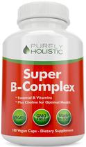 Suplemento puramente holístico de vitamina B do complexo 180 cápsulas Suplemento puramente holístico de vitamina B do complexo 180 cápsulas